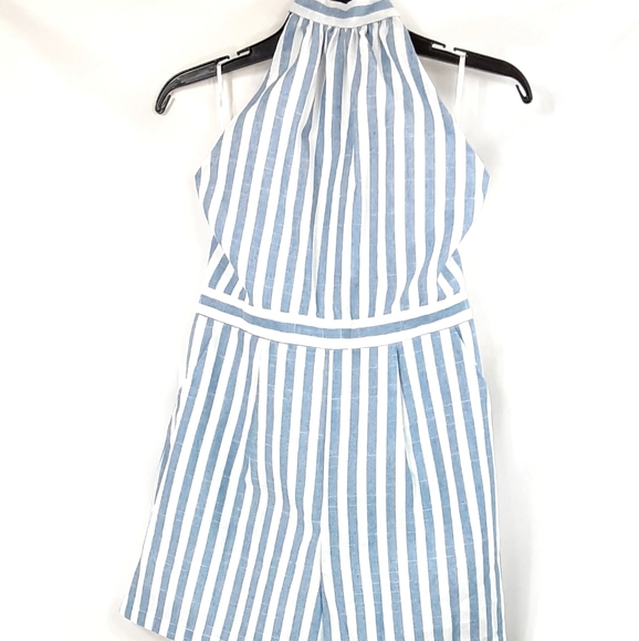 Shein Blue And White Striped Romper Size S…
